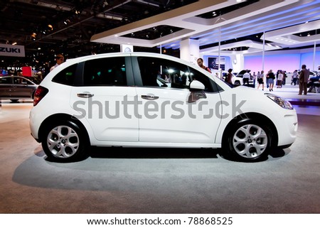 stock photo MOSCOW RUSSIA AUGUST 25 White car Citroen C3 on display