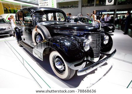 MOSCOW, RUSSIA - AUGUST 25:  Black old car Skoda on display at Moscow International exhibition InterAuto on August 25, 2010 in Moscow, Russia.