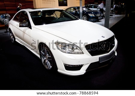 MOSCOW, RUSSIA - AUGUST 25: White car Mersedes CL 63 on display at Moscow International exhibition InterAuto on August 25, 2010 in Moscow, Russia.