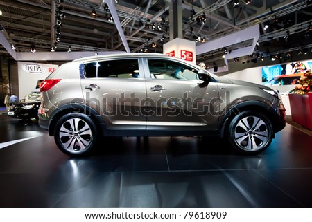 MOSCOW, RUSSIA - AUGUST 25:  Grey SUV Kia Sportage on display at Moscow International exhibition InterAuto on August 25, 2010 in Moscow, Russia.