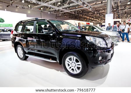 MOSCOW, RUSSIA - AUGUST 25:  Black SUV Tayota Land Cruise Prado on display at Moscow International exhibition InterAuto on August 25, 2010 in Moscow, Russia.