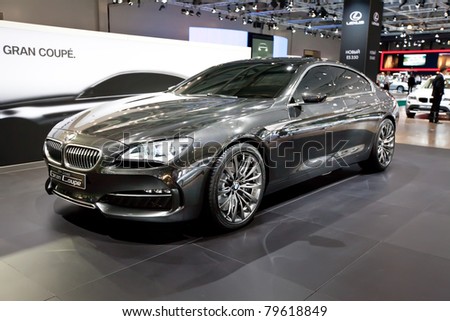 MOSCOW, RUSSIA - AUGUST 25: Grey car BMW Gran Coupe on display at Moscow International exhibition InterAuto on August 25, 2010 in Moscow, Russia.