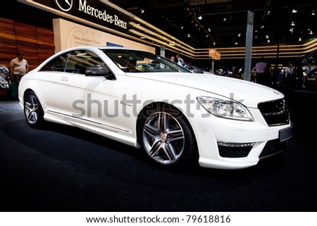 MOSCOW, RUSSIA - AUGUST 25: White car Mercedes CL 63 on display at Moscow International exhibition InterAuto on August 25, 2010 in Moscow, Russia.