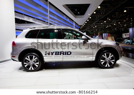 MOSCOW, RUSSIA - AUGUST 25:  Grey Volkswagen Touareg on display at Moscow International exhibition InterAuto on August 25, 2010 in Moscow, Russia.