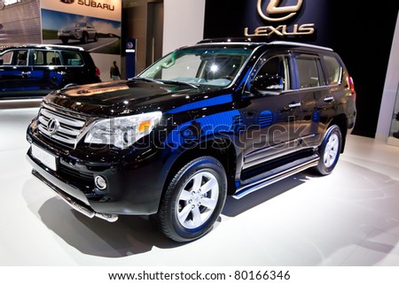 MOSCOW, RUSSIA - AUGUST 25: Black Lexus GX 460 on display at Moscow International exhibition InterAuto on August 25, 2010 in Moscow, Russia.