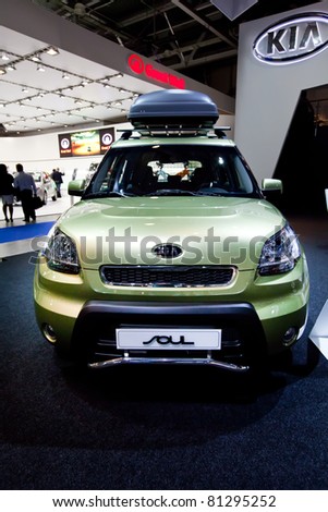 MOSCOW, RUSSIA - AUGUST 25:  Green car Kia Soul at Moscow International exhibition InterAuto on August 25, 2010 in Moscow, Russia.
