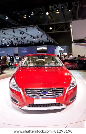 MOSCOW, RUSSIA - AUGUST 25: Red car Volvo c60  at Moscow International exhibition InterAuto on August 25, 2010 in Moscow, Russia.