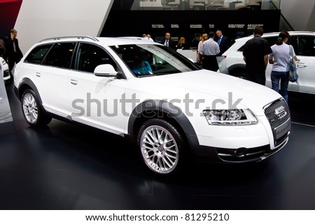 MOSCOW, RUSSIA - AUGUST 25: White car Audi A6 Allroad at Moscow International exhibition InterAuto on August 25, 2010 in Moscow, Russia.