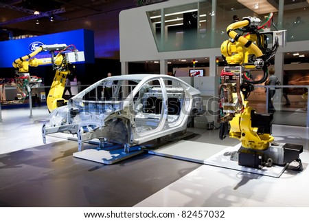 MOSCOW, RUSSIA - AUGUST 25:  Grey body and robots on display at Moscow International exhibition InterAuto on August 25, 2010 in Moscow, Russia.