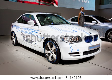 MOSCOW, RUSSIA - AUGUST 25: White  car BMW  Concept ActiveE at Moscow International exhibition InterAuto on August 25, 2010 in Moscow, Russia.
