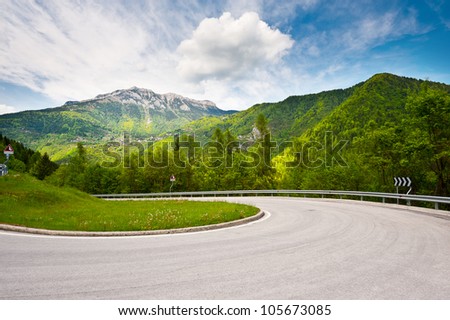 Winding Paved Road in the Italian Alps