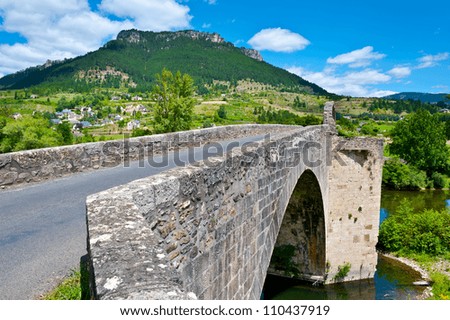 Old Stone Bridge over the Ravine in the French Alps