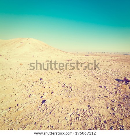 Rocky Hills of the Negev Desert in Israel, Retro Effect