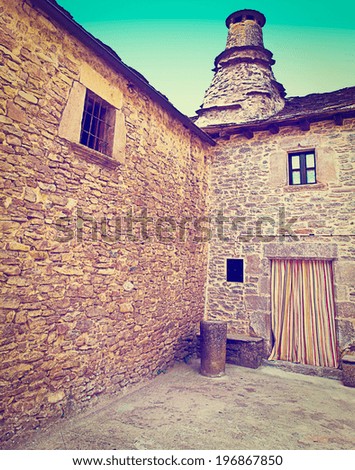 The Courtyard of a Typical Spanish Medieval House, Retro Effect