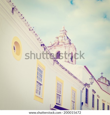 Narrow Street in the Medieval Portuguese City of Logos, Instagram Effect