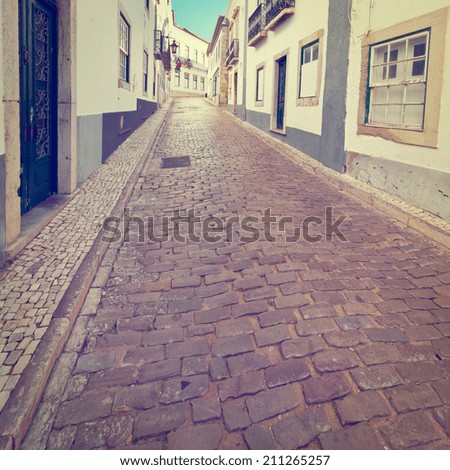 Narrow Street in the Medieval Portuguese City of Faro,