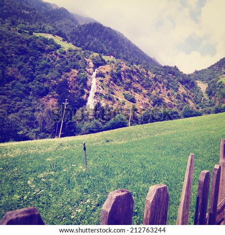 Big Waterfall  in the Italian Alps, Instagram Effect