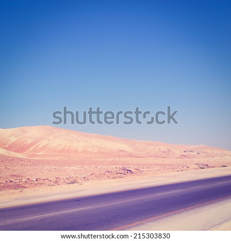Asphalt Road in Jordan Valley, Israel, Instagram Effect