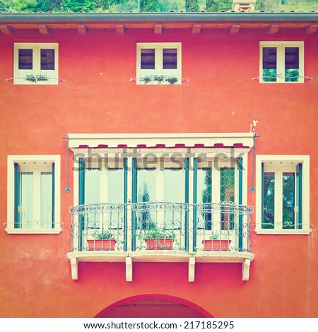 Balcony on the Facade of Italian House, Instagram Effect