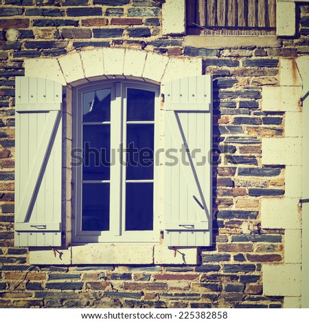 French Windows with Open Wooden Shutters, Instagram Effect