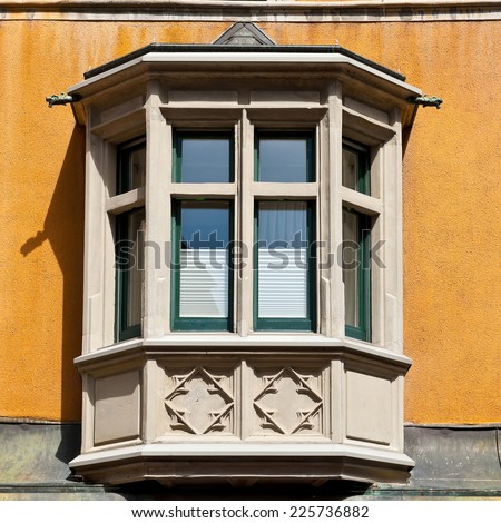 Bay Window on the Facade of the House in Switzerland