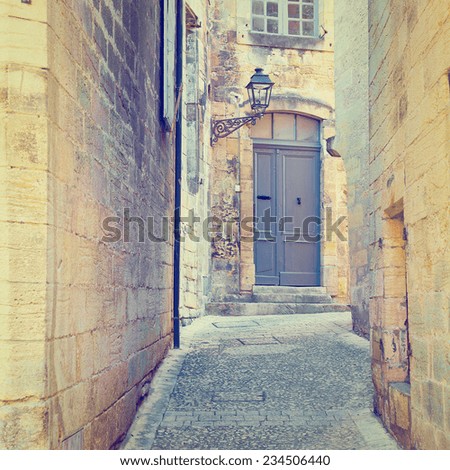 Deserted Street in the French Medieval City, Instagram Effect