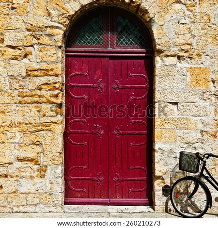 Bike near the Solid Wooden Door in the French City, Instagram Effect