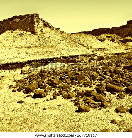 Canyon in the Judean Desert on the West Bank, Vintage Style Toned Picture