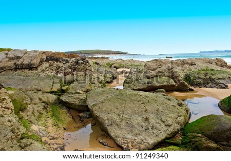 Indented Coastline and Tidal Wave on the Atlantic Coast in Spain