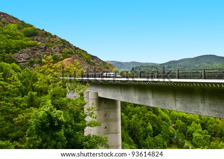 Concrete Bridge Across the Ravine in the French Alps