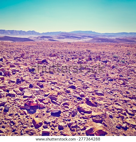 Big Stones of Grand Crater in Negev Desert, Israel, Instagram Effect
