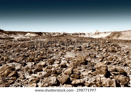 Stone Desert on the West Bank of the Jordan River, Vintage Style Toned Picture