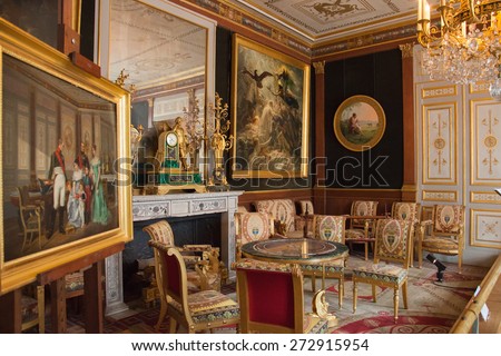 RUEIL-MALMAISON, FRANCE - JUNE 06, 2011: Interior of Chateau de Malmaison, formerly the residence of Emperess Josephine de Beauharnais. Now manor house used as a Napoleonic musee national
