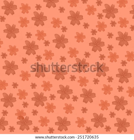 Flower floral abstract background, floral modern pattern on orange background. Flower floral abstract ornament, abstract orange floral pattern, abstract modern flowers background.
