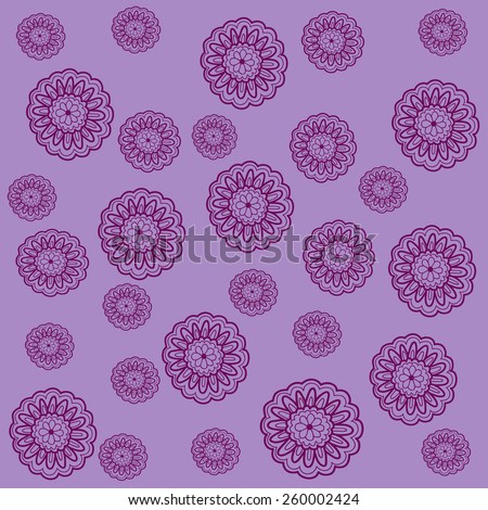 Colorful flowers pattern, vector. Floral flower vintage illustration, purple background. Flower retro pattern illustration, vector. Flower silhouette, flower floral design, retro  flower pattern.