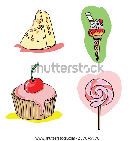 A artistic hand drawing food.is a dessert time.