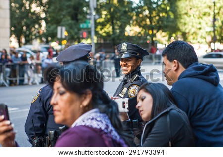New York, U.S.A. - October 10 2010:  Manhattan, Fifth Avenue, the parade of the Hispanic Community