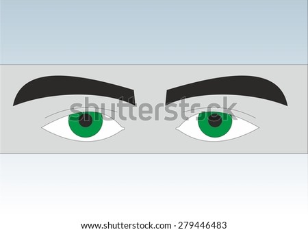 Green man eyes with big eyebrows