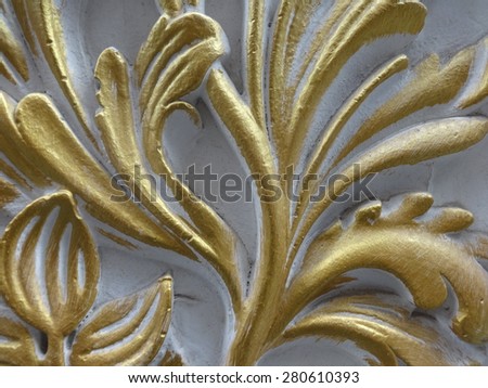White and Gold Gypsum Facade Floral Ornament