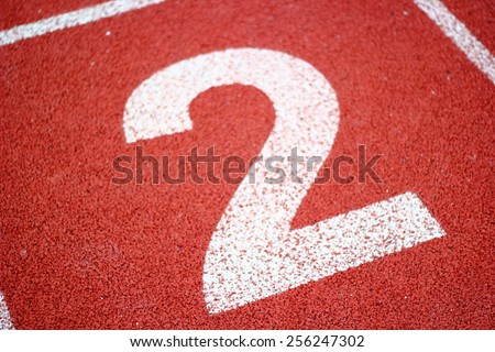 Number two  on athletics all weather running track/Number two On Running Track