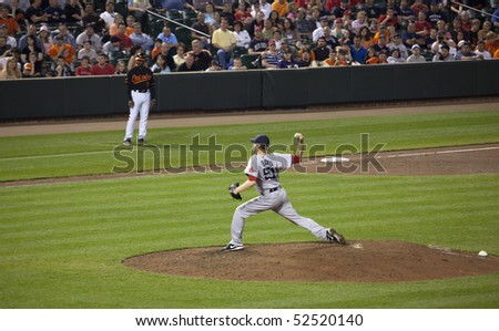 BALTIMORE - MAY 1: John Lackey of the Boston Red Sox throws a pitch during a game at Camden Yards on May 1, 2010 in Baltimore, Maryland