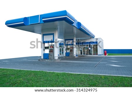 Gas station on the white background