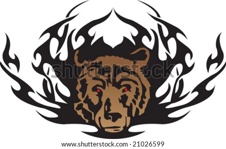 stock vector vector illustration of a tribal bear tattoo
