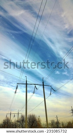 The sky over electrical wires - Power line - Electric wires cross the sky