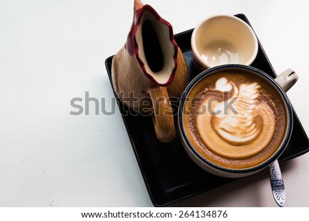 coffee set on grey table