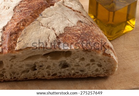 Traditional Italian bread with olive oil for snack