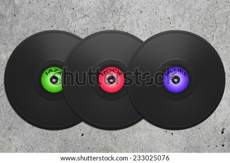 3d rendering of an old jazz, rock and blues vinyl disk