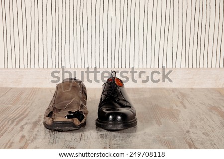 concept of rich and poor in a shoes