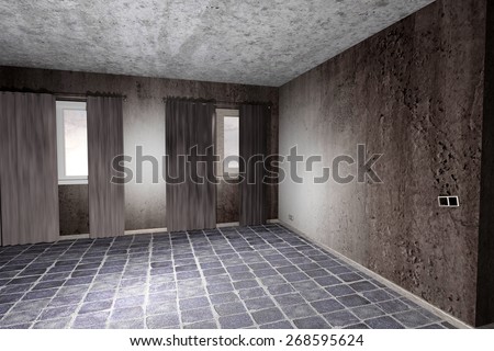 3d rendering of an abandoned and dirty room