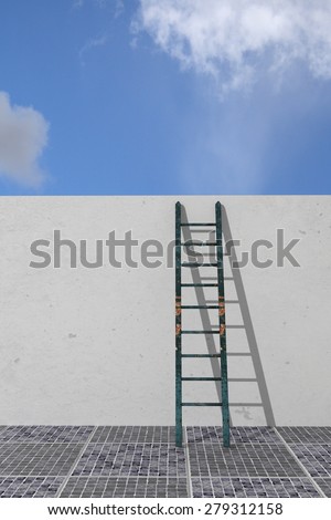 3d rendering of a ladder in a wall, concept of growth and progress